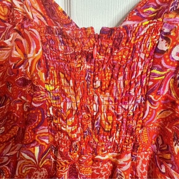 Jason Wu Linen floral paisley Midi dress size Small vacation summer resort - Picture 8 of 10